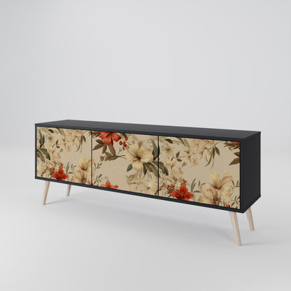 Mobile TV BLOOMING HARMONY a 3 ante con finitura nera
