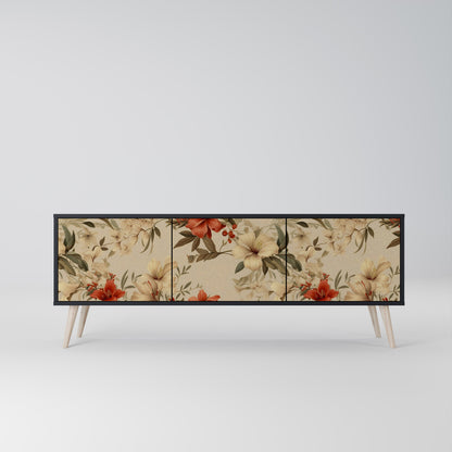 Mobile TV BLOOMING HARMONY a 3 ante con finitura nera