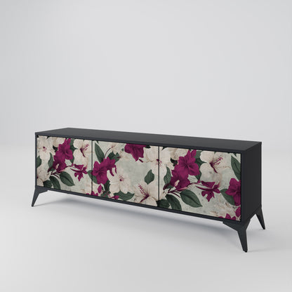 Mobile TV FLOWERET DREAM a 3 ante in finitura nera