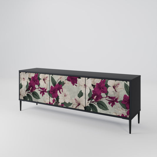 Mobile TV FLOWERET DREAM a 3 ante in finitura nera