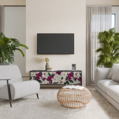 Mobile TV FLOWERET DREAM a 3 ante in finitura nera