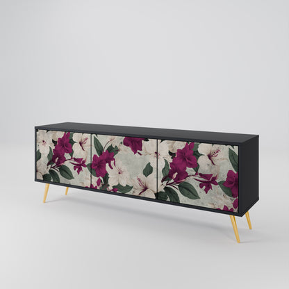 Mobile TV FLOWERET DREAM a 3 ante in finitura nera