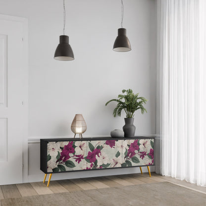 Mobile TV FLOWERET DREAM a 3 ante in finitura nera