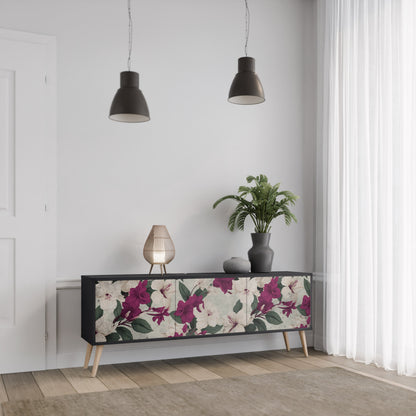 Mobile TV FLOWERET DREAM a 3 ante in finitura nera