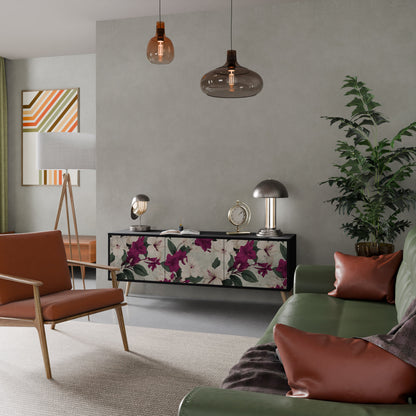 Mobile TV FLOWERET DREAM a 3 ante in finitura nera