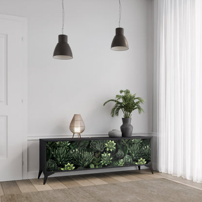 SUCCULENT JUNGLE 3-Door TV Stand in Black Finish
