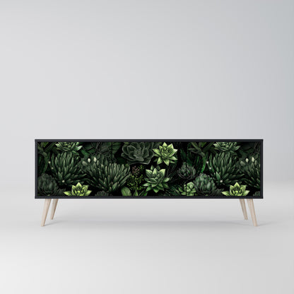 SUCCULENT JUNGLE 3-Door TV Stand in Black Finish