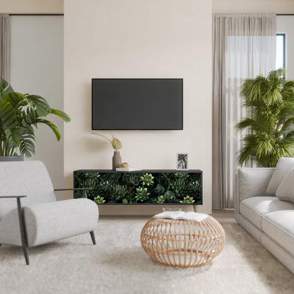 SUCCULENT JUNGLE 3-Door TV Stand in Black Finish