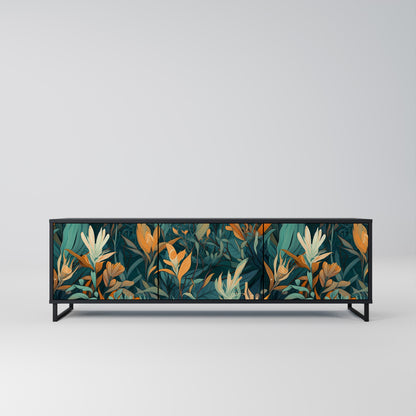Mobile TV a 3 ante FLORAL SERENITY in finitura nera