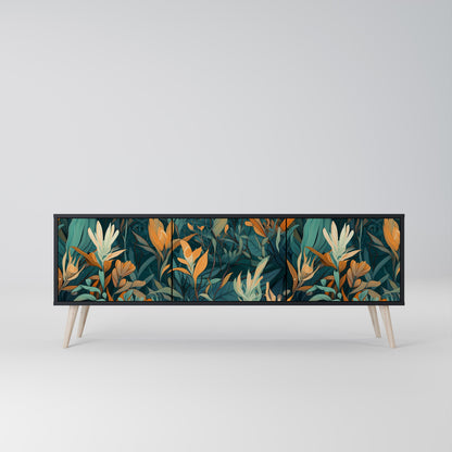 Mobile TV a 3 ante FLORAL SERENITY in finitura nera