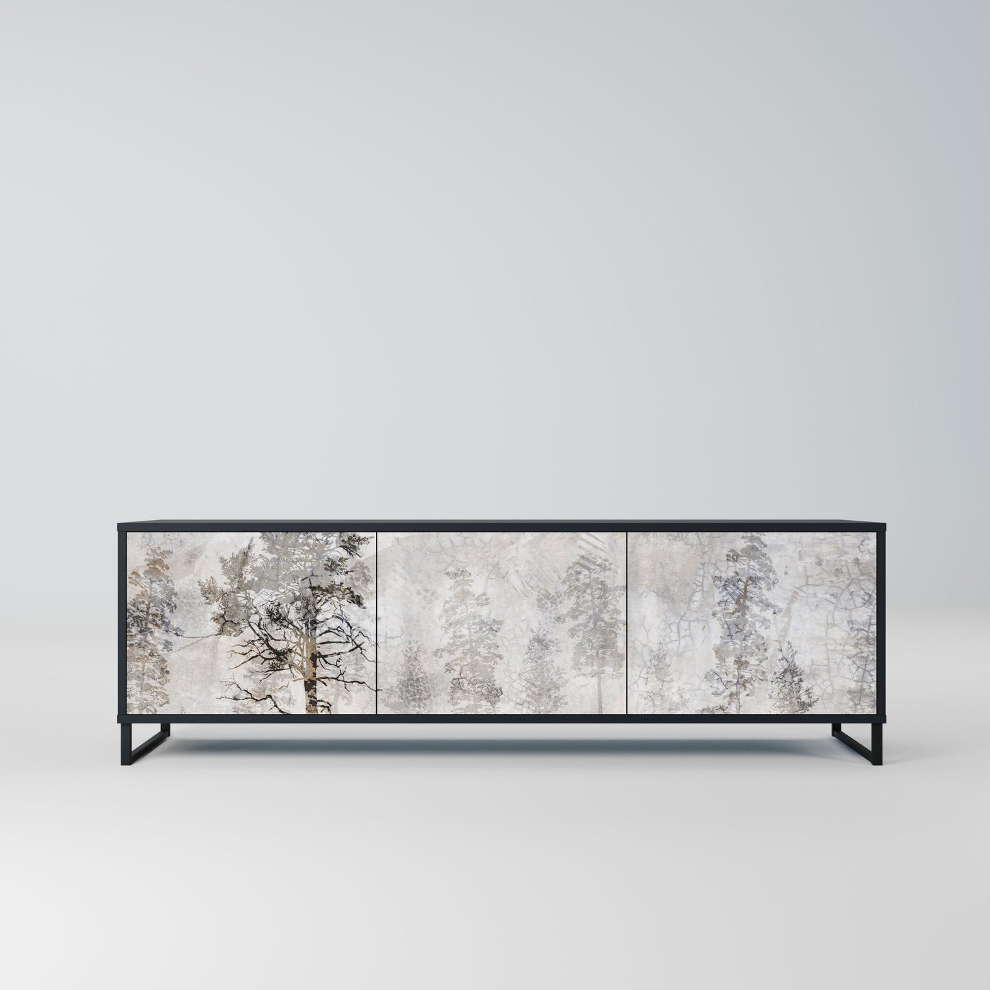 FADE IN THE TREES 3-Door TV Stand in Black Finish