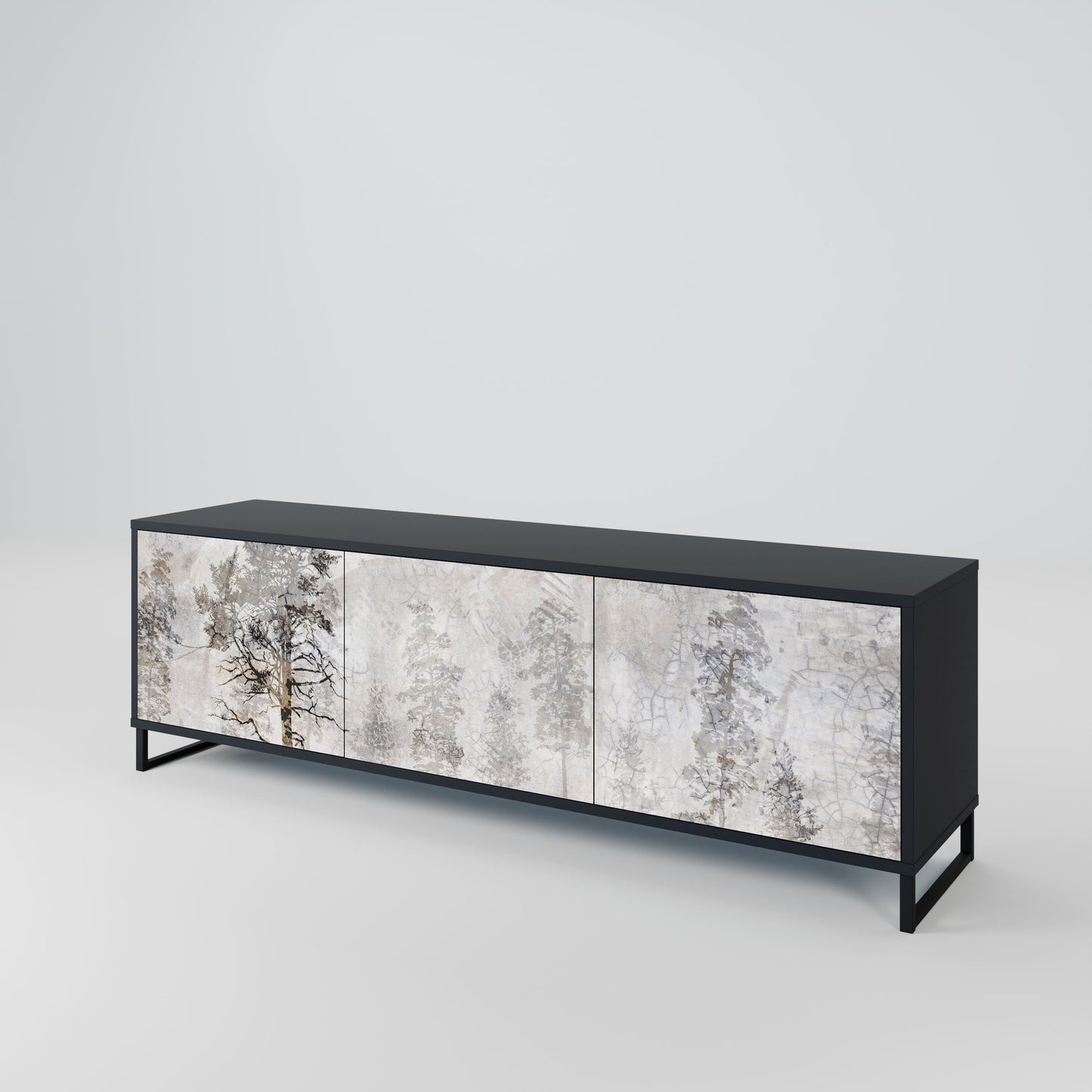 FADE IN THE TREES 3-Door TV Stand in Black Finish