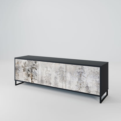 FADE IN THE TREES 3-Door TV Stand in Black Finish