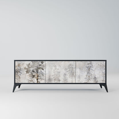 FADE IN THE TREES 3-Door TV Stand in Black Finish
