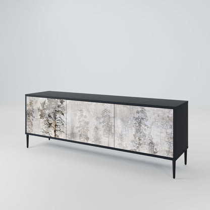 FADE IN THE TREES 3-Door TV Stand in Black Finish