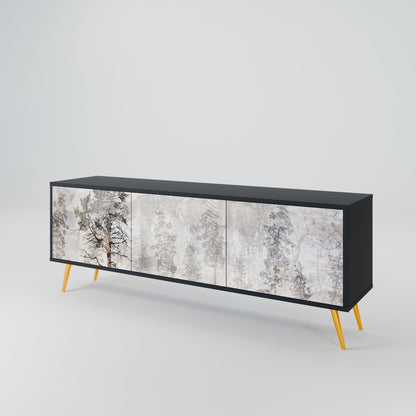 FADE IN THE TREES 3-Door TV Stand in Black Finish