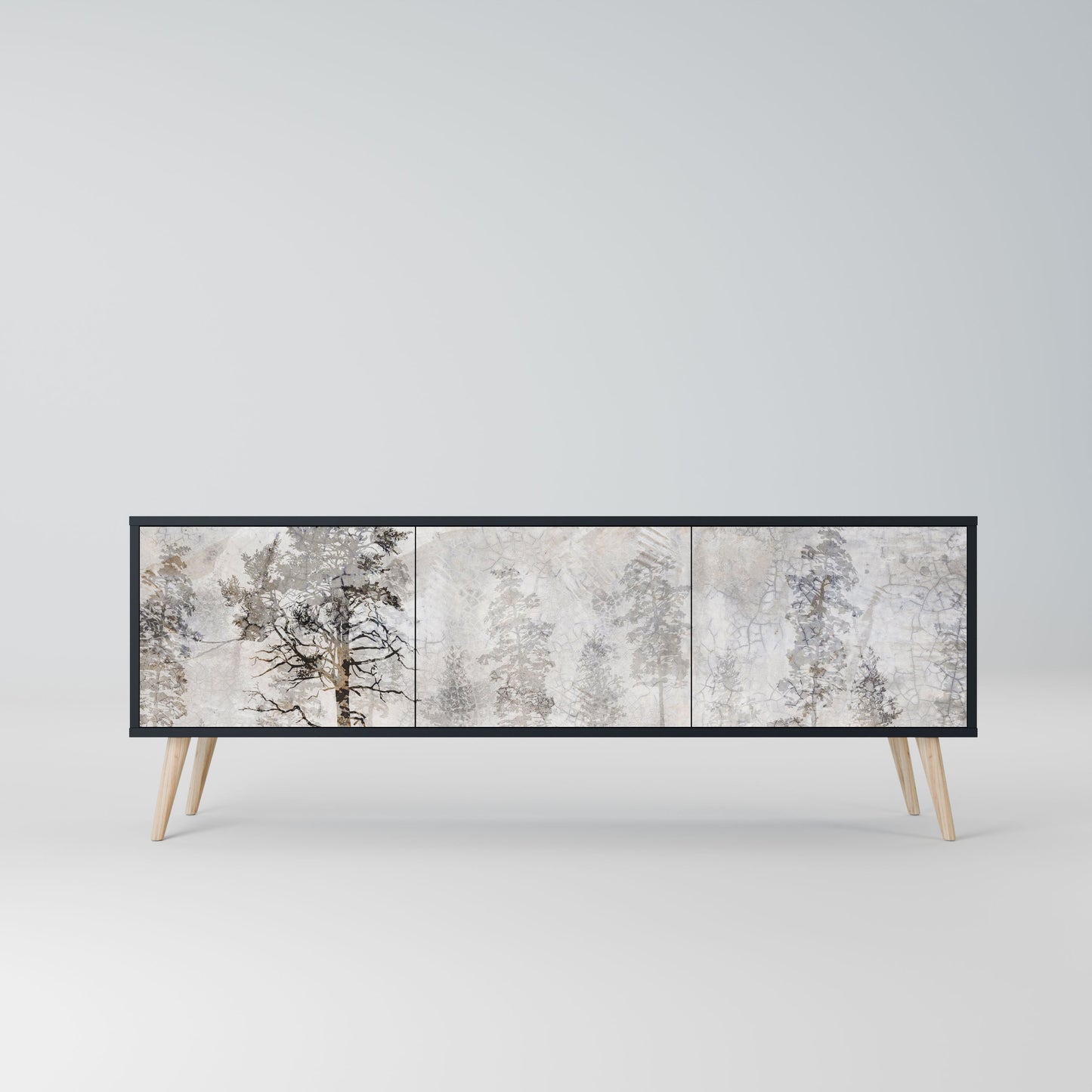 FADE IN THE TREES 3-Door TV Stand in Black Finish