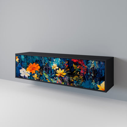 Mobile TV a 3 ante MIDNIGHT BLOSSOM in finitura nera