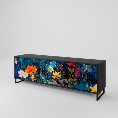 Mobile TV a 3 ante MIDNIGHT BLOSSOM in finitura nera