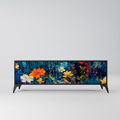 Mobile TV a 3 ante MIDNIGHT BLOSSOM in finitura nera