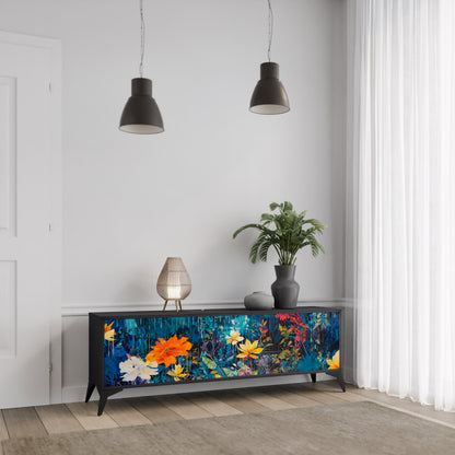 Mobile TV a 3 ante MIDNIGHT BLOSSOM in finitura nera