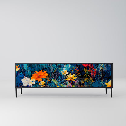 Mobile TV a 3 ante MIDNIGHT BLOSSOM in finitura nera