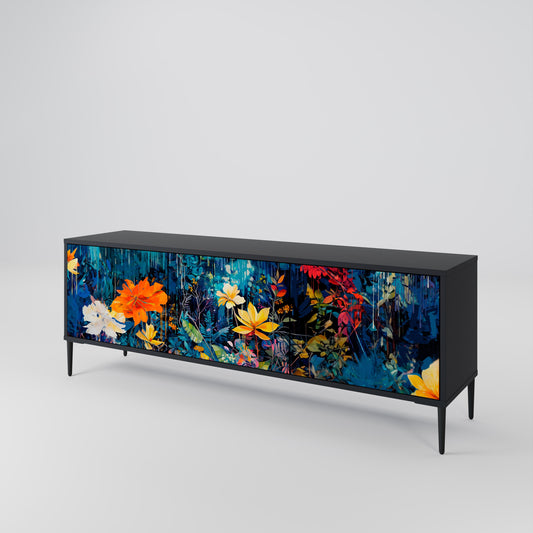 Mobile TV a 3 ante MIDNIGHT BLOSSOM in finitura nera