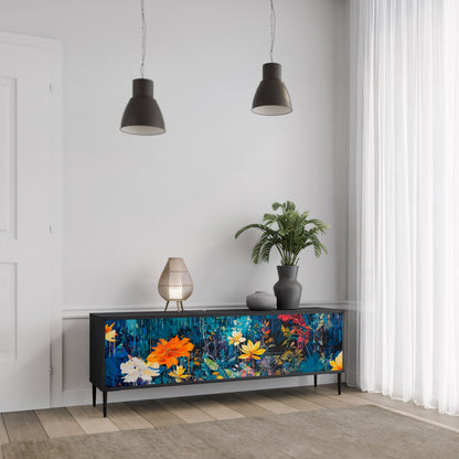 Mobile TV a 3 ante MIDNIGHT BLOSSOM in finitura nera