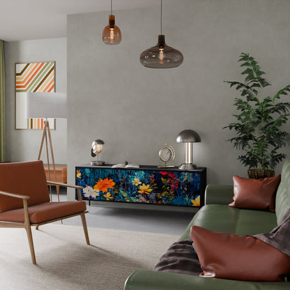 Mobile TV a 3 ante MIDNIGHT BLOSSOM in finitura nera