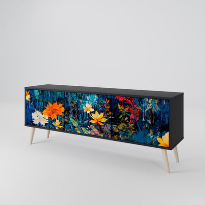 Mobile TV a 3 ante MIDNIGHT BLOSSOM in finitura nera