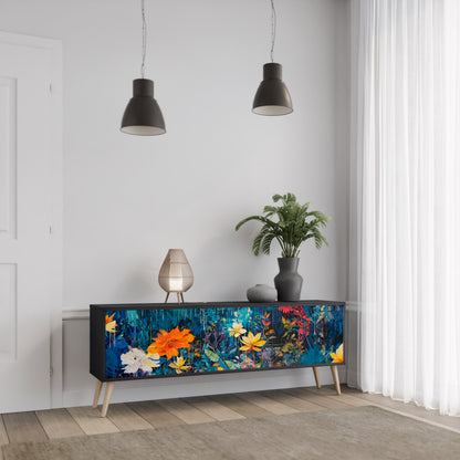 Mobile TV a 3 ante MIDNIGHT BLOSSOM in finitura nera