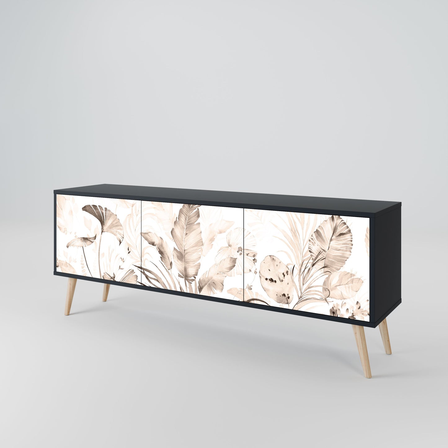 Mobile TV WILD TENDERNESS a 3 ante con finitura nera