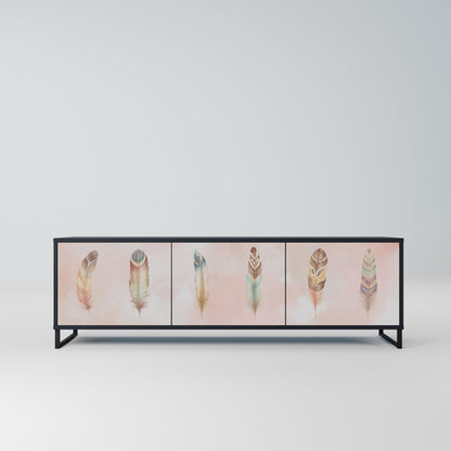 THE DELIQUESCE 3-Door TV Stand in Black Finish