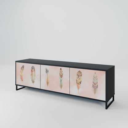 THE DELIQUESCE 3-Door TV Stand in Black Finish