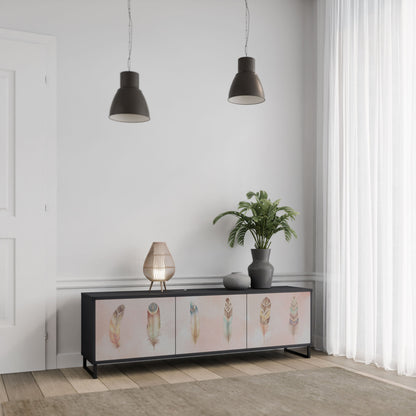 THE DELIQUESCE 3-Door TV Stand in Black Finish
