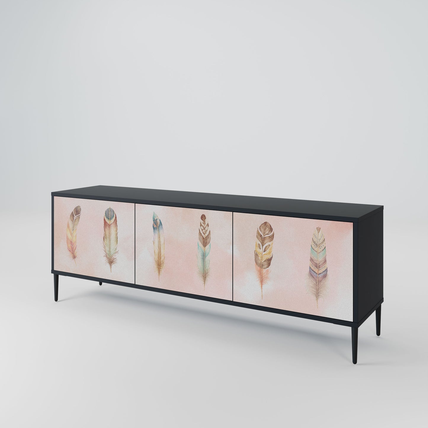 THE DELIQUESCE 3-Door TV Stand in Black Finish