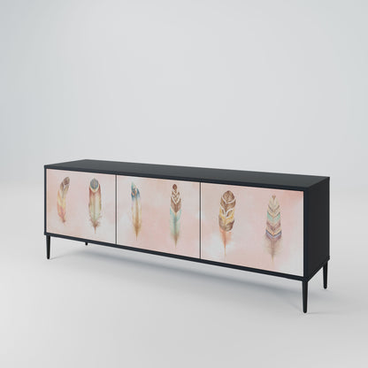 THE DELIQUESCE 3-Door TV Stand in Black Finish