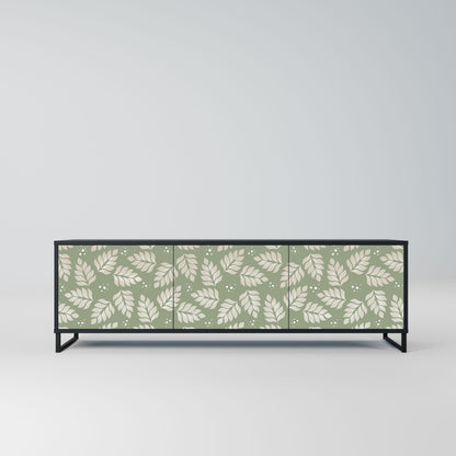 LEAVES ON GREEN 3-Door TV Stand in Black Finish