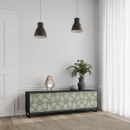 LEAVES ON GREEN 3-Door TV Stand in Black Finish