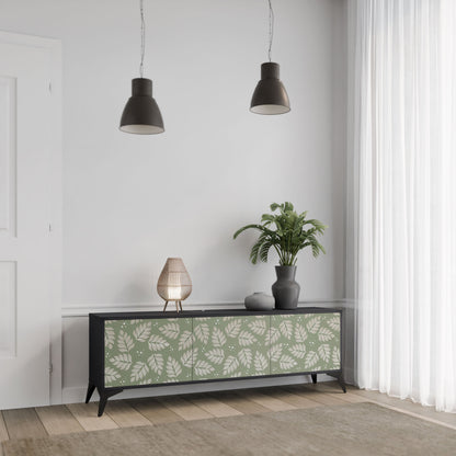 LEAVES ON GREEN 3-Door TV Stand in Black Finish