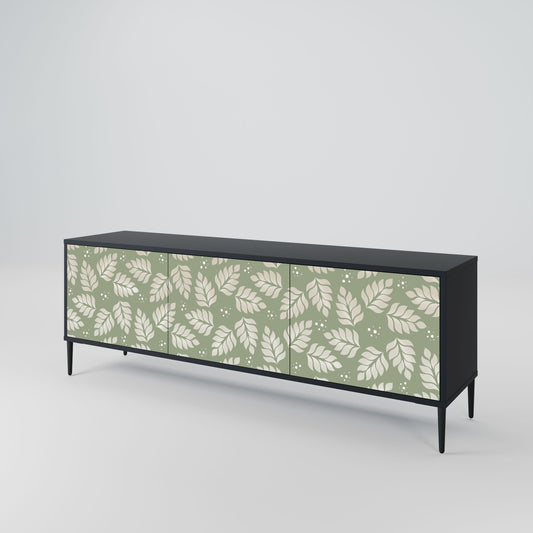 LEAVES ON GREEN 3-Door TV Stand in Black Finish