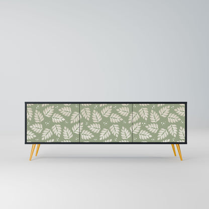 LEAVES ON GREEN 3-Door TV Stand in Black Finish