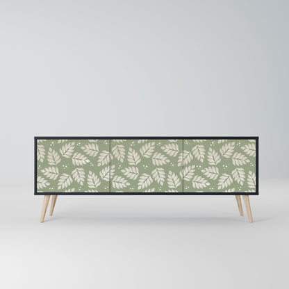 LEAVES ON GREEN 3-Door TV Stand in Black Finish