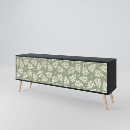 LEAVES ON GREEN 3-Door TV Stand in Black Finish