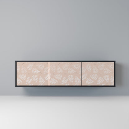 LEAVES ON BEIGE 3-Door TV Stand in Black Finish