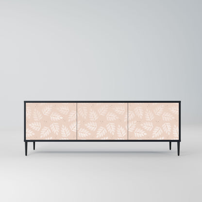 LEAVES ON BEIGE 3-Door TV Stand in Black Finish