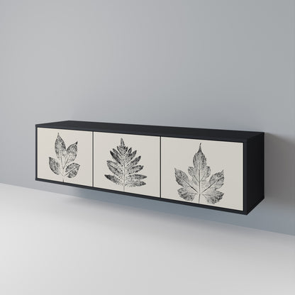 LEAFY STAMPS 3-Door TV Stand in Black Finish