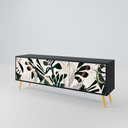 VERDURE FORMATION 3-Door TV Stand in Black Finish