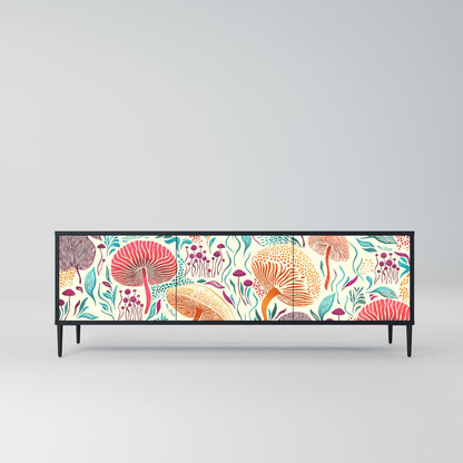 FUNGUS FANTASY 3-Door TV Stand in Black Finish