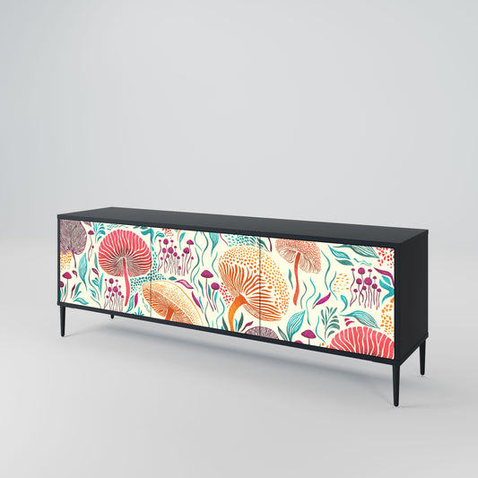 FUNGUS FANTASY 3-Door TV Stand in Black Finish